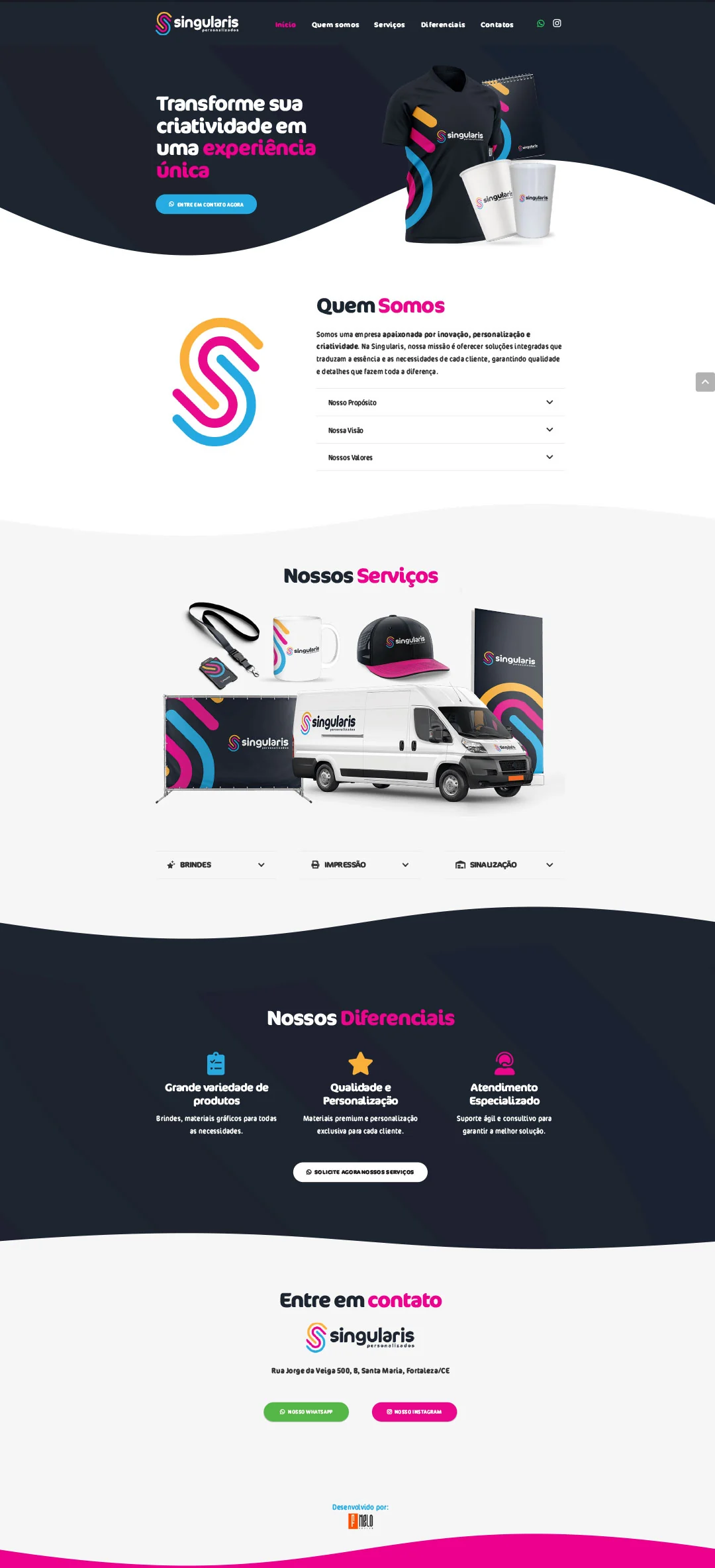 Singularis — Site — layout completo do site
