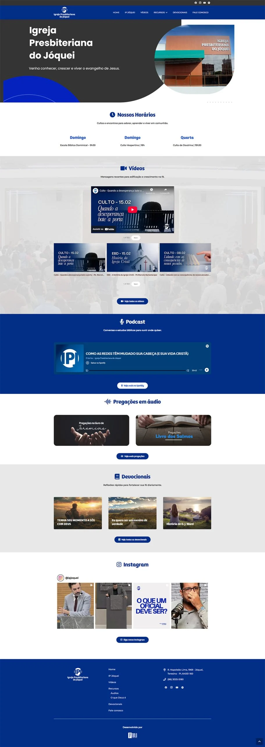 Igreja Presbiteriana do Jóquei — layout completo do site